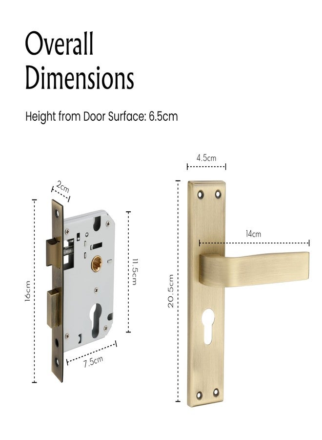 LAPO Heavy Duty Front Door Lock, Main Door Handle Set with Keys 60mm Cylinder, 45x50mm Lockbody - Ideal for Home, Bedroom, Office, Hotel (Antique Finish, 3 Years Warranty) CY-289 - Image 2